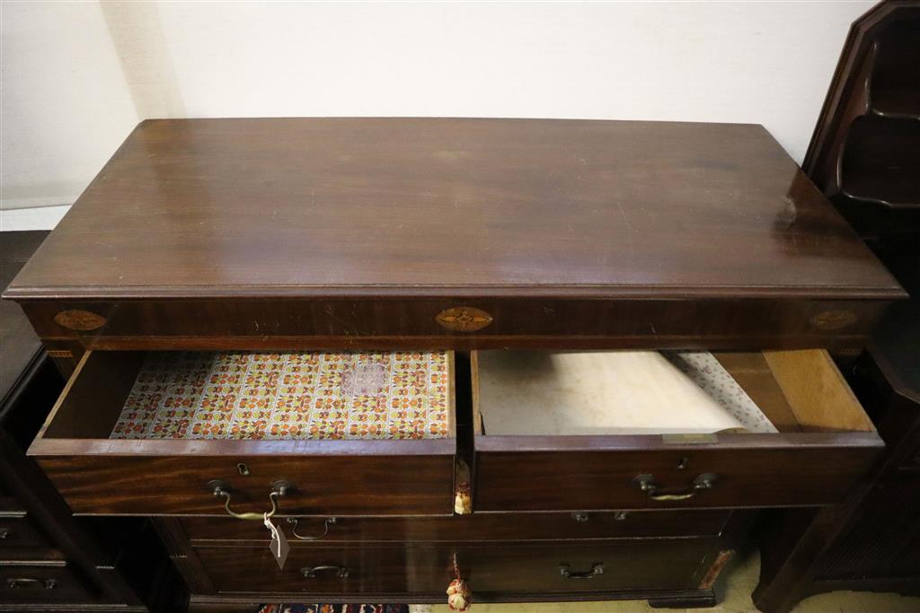 A George IV inlaid mahogany Scottish chest of drawers, width 130cm, depth 55cm, height 108cm